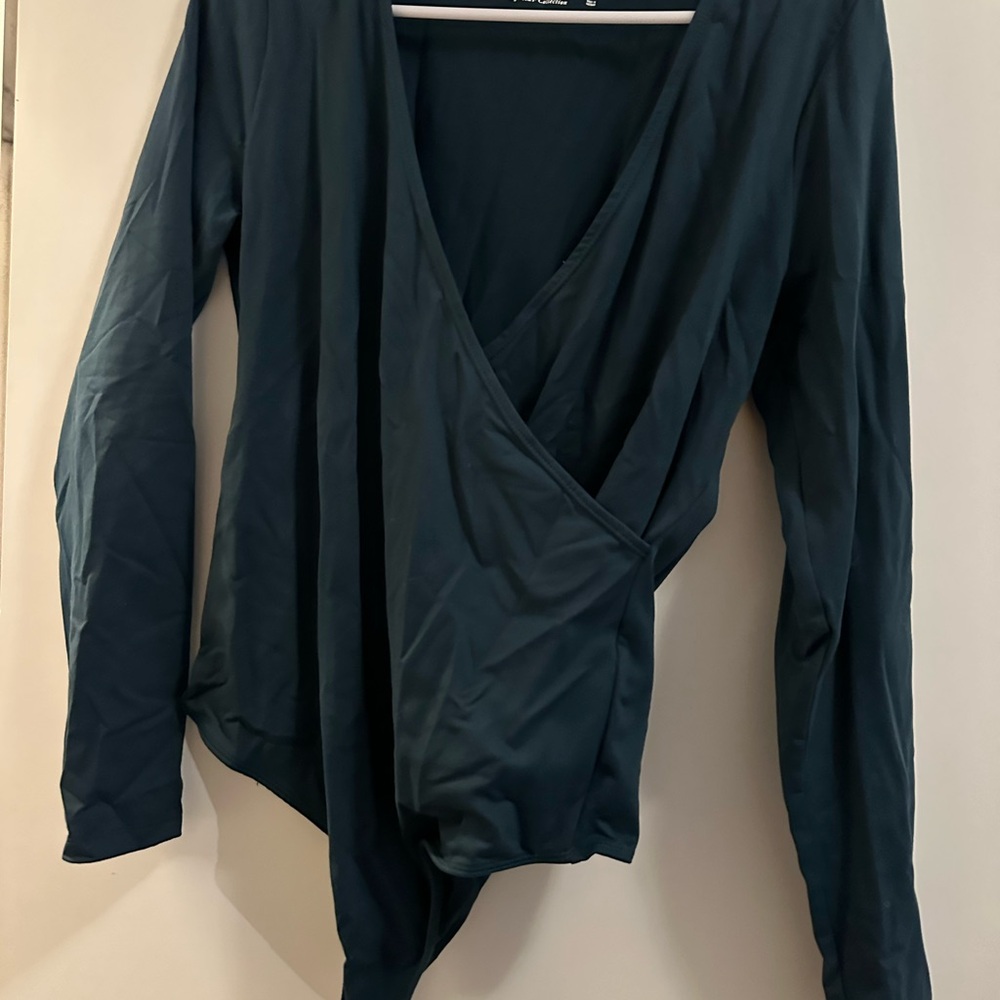 Abercrombie and Fitch Women’s Elegant Dark Green Wrap Bodysuit